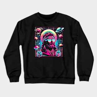 COOL JESUS SUNGLASS OUTERSPACE RETRO 80'S NEON VIBE Crewneck Sweatshirt